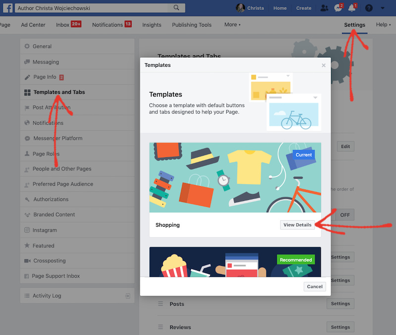Facebook Page Shopping Template